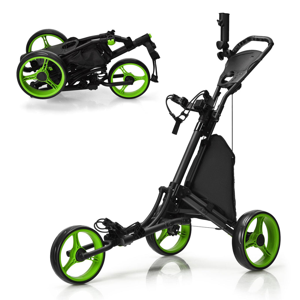 3 Wheel Golf Push Pull Cart with Adjustable Height Handle